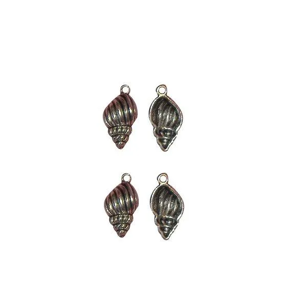 10 Pcs Tibetan Silver Spiral Sea Shell Conch Seashell 25X13mm Charms Pendants