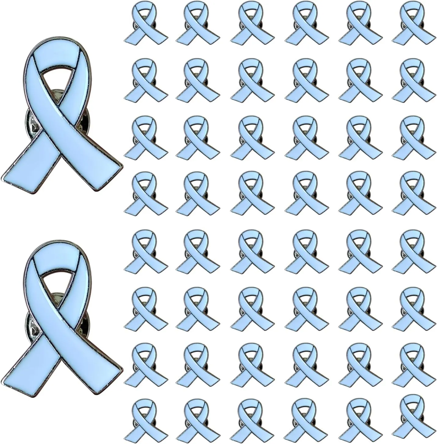100Pcs White Ribbon Pins Lung Cancer Bone Cancer Awareness Pins Blindness Victims of Terrorism and Adoption Awareness Enamel Lapel Brooches