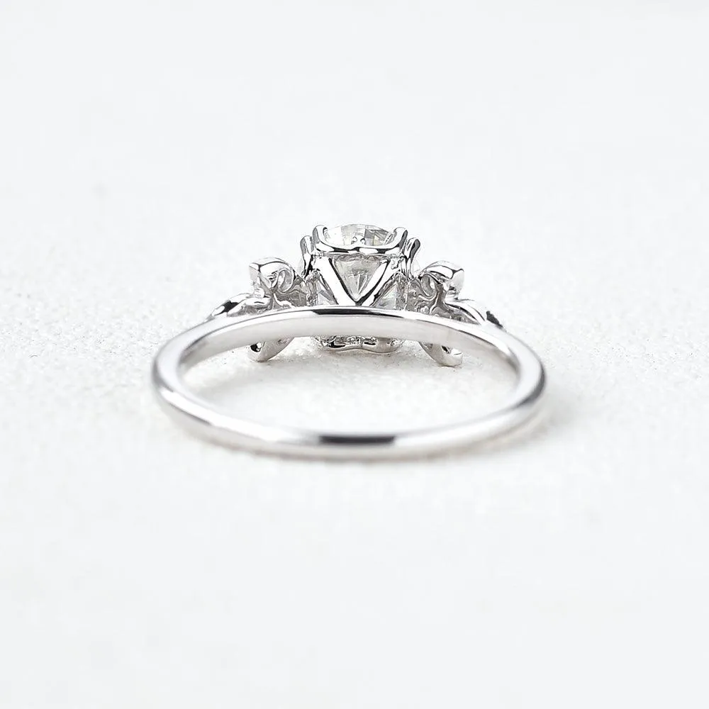 1.0ct Round Cut Moissanite Butterfly Cluster Ring