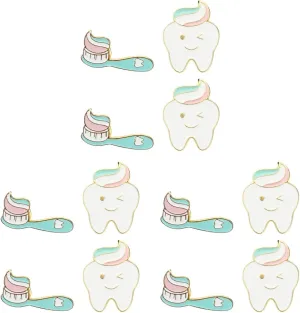 12 pcs Tooth Toothbrush Clothes Dentist Badges With metal Tie Pin Cartoon Brooch tooth Toothbrush Enamel Pin Cute Brooch Pins for Backpacks Set Badges Clothing Bags Jackets