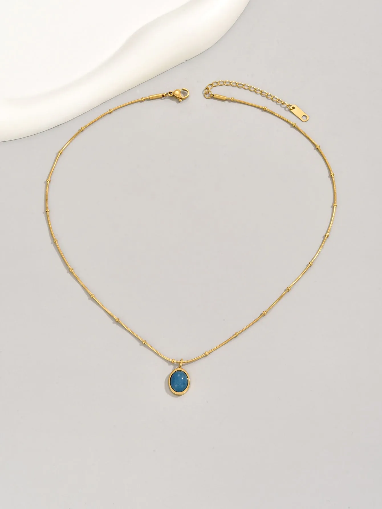1pc Stainless Steel Blue Stone Pendant Necklace Dainty Necklace Novelty Necklace