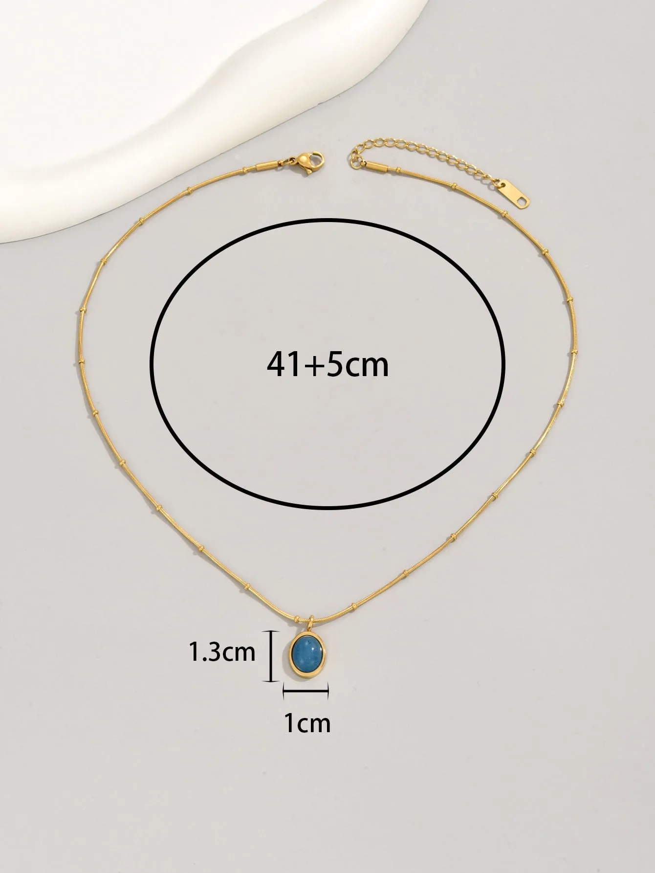 1pc Stainless Steel Blue Stone Pendant Necklace Dainty Necklace Novelty Necklace