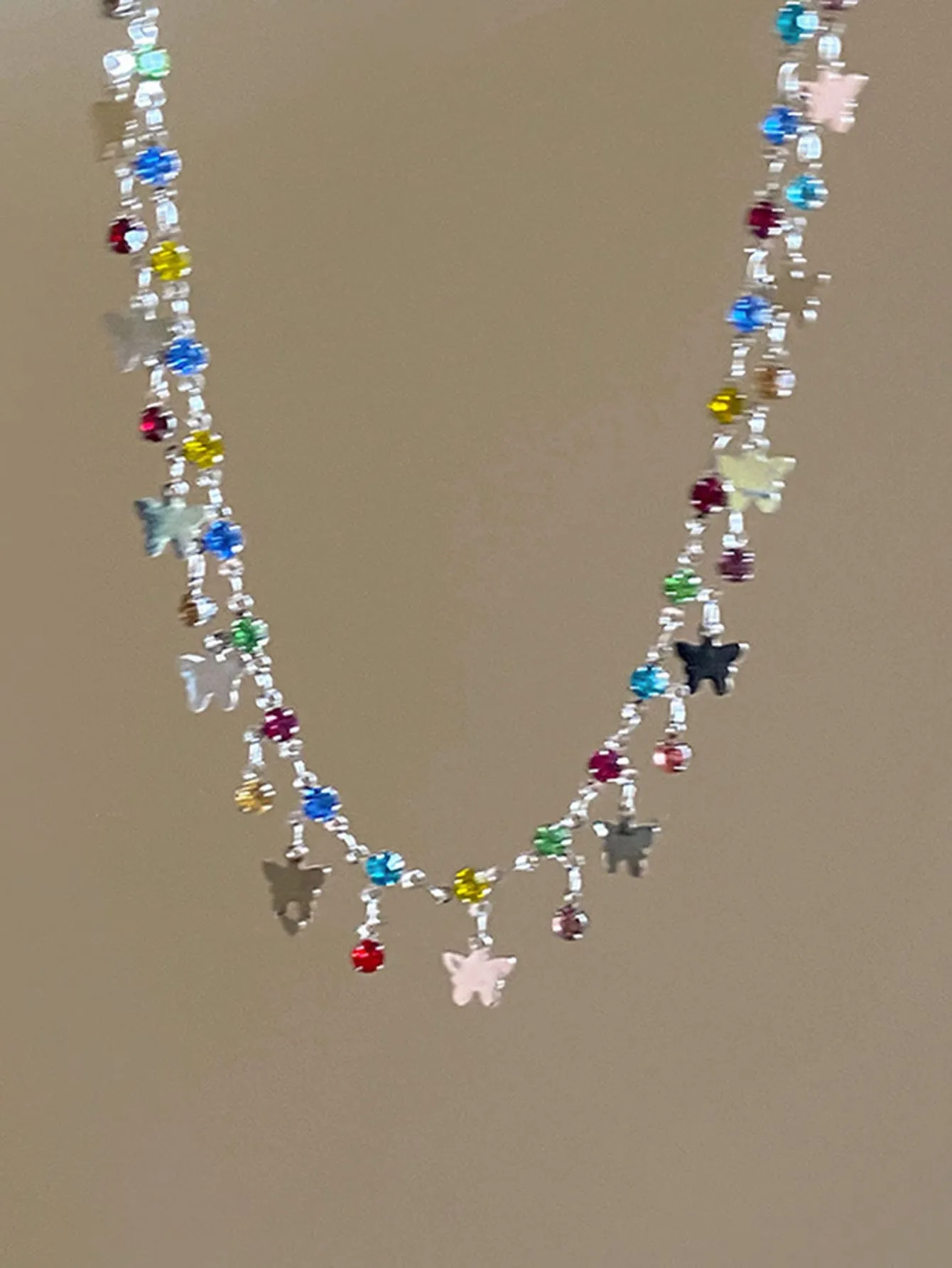 1pc Summer Multicolor Butterfly & Chain Necklace for Women Novelty Necklace