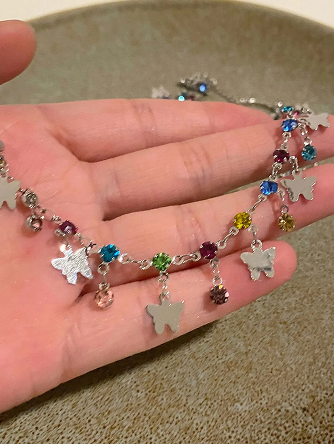 1pc Summer Multicolor Butterfly & Chain Necklace for Women Novelty Necklace