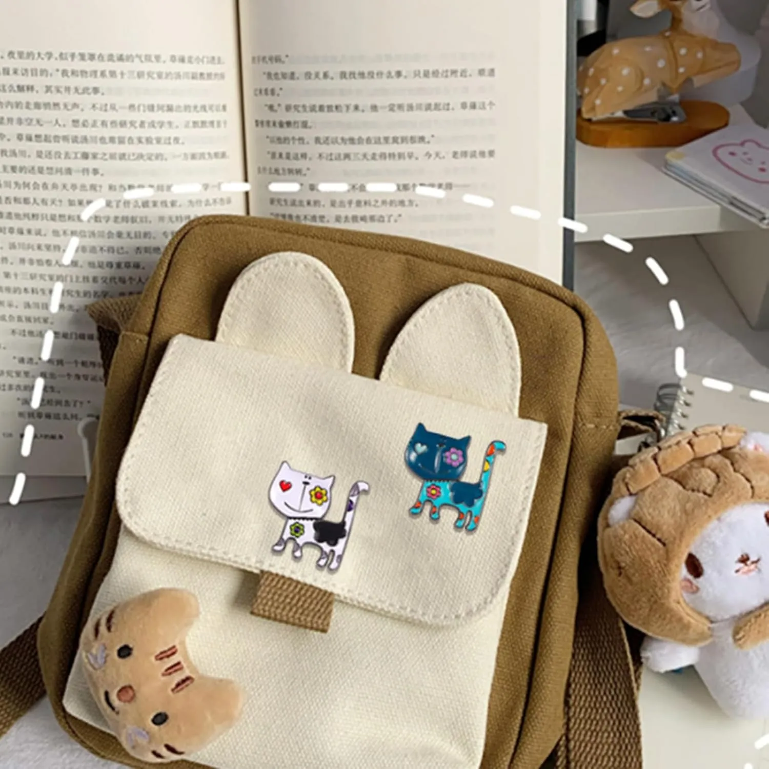 4Pcs Cute Cat Enamel Pin Set for Women Funny Kawaii Animal Kitty Cat Brooches Backpack Hat Jackets Bag Clothes Accessories Men Women Gifts