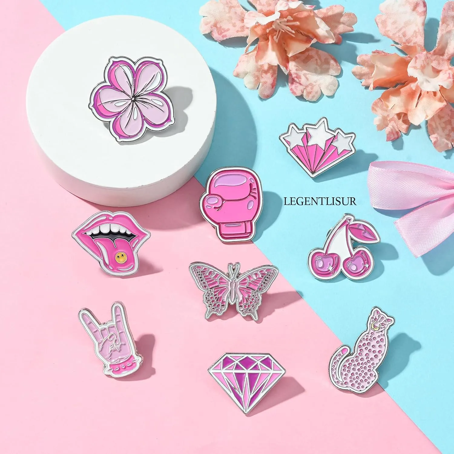 6/9 PCS Alloy Enamel Brooch Pins Cute Cat/Salamander/Cartoon Dog/Barbie Pink/Space etc Theme Pins Lapel Pin Set Brooch Pin for Backpacks Badges Hats Bags
