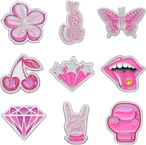 6/9 PCS Alloy Enamel Brooch Pins Cute Cat/Salamander/Cartoon Dog/Barbie Pink/Space etc Theme Pins Lapel Pin Set Brooch Pin for Backpacks Badges Hats Bags