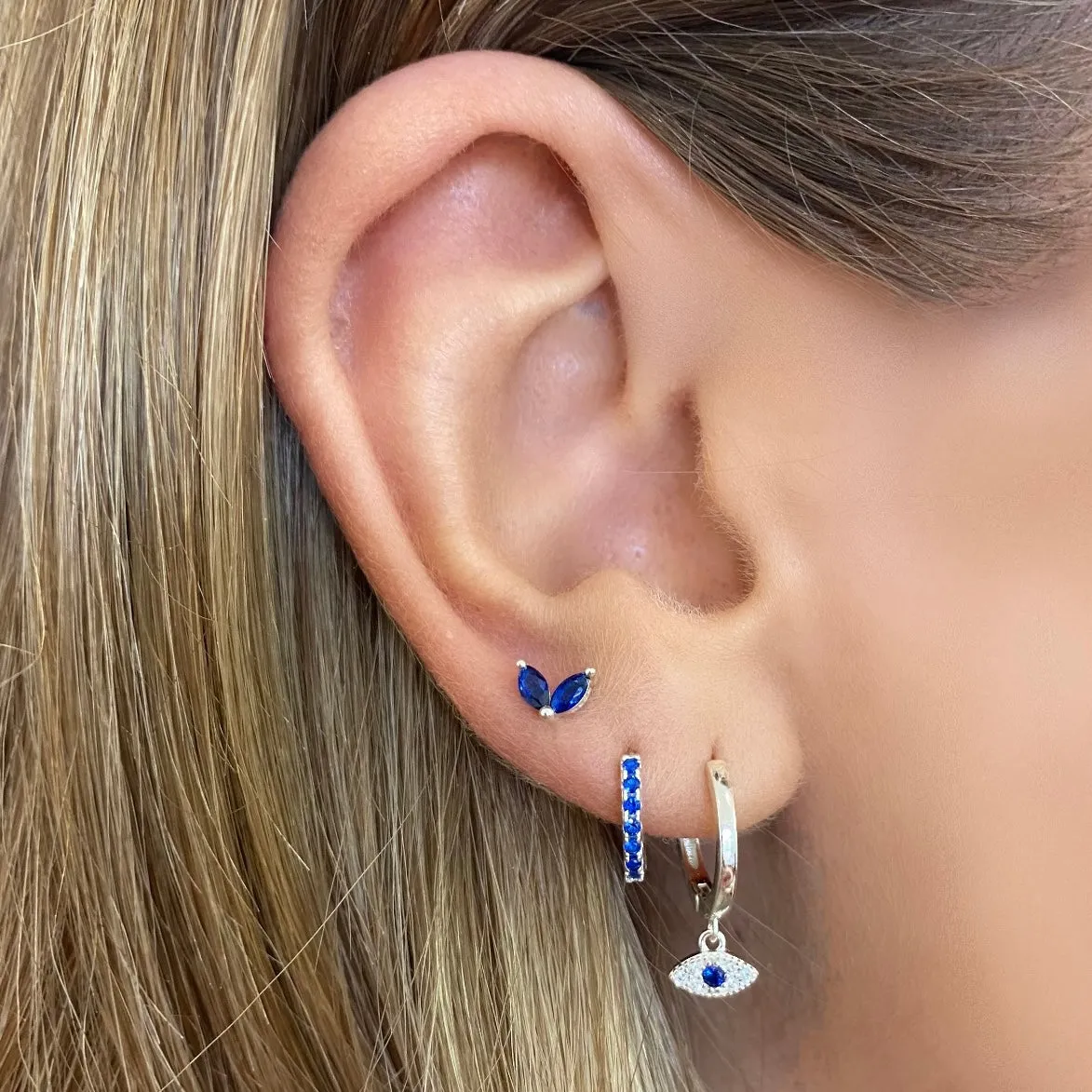 Aker Sapphire Silver Stud Earrings