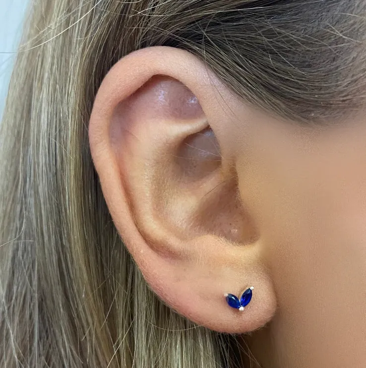 Aker Sapphire Silver Stud Earrings