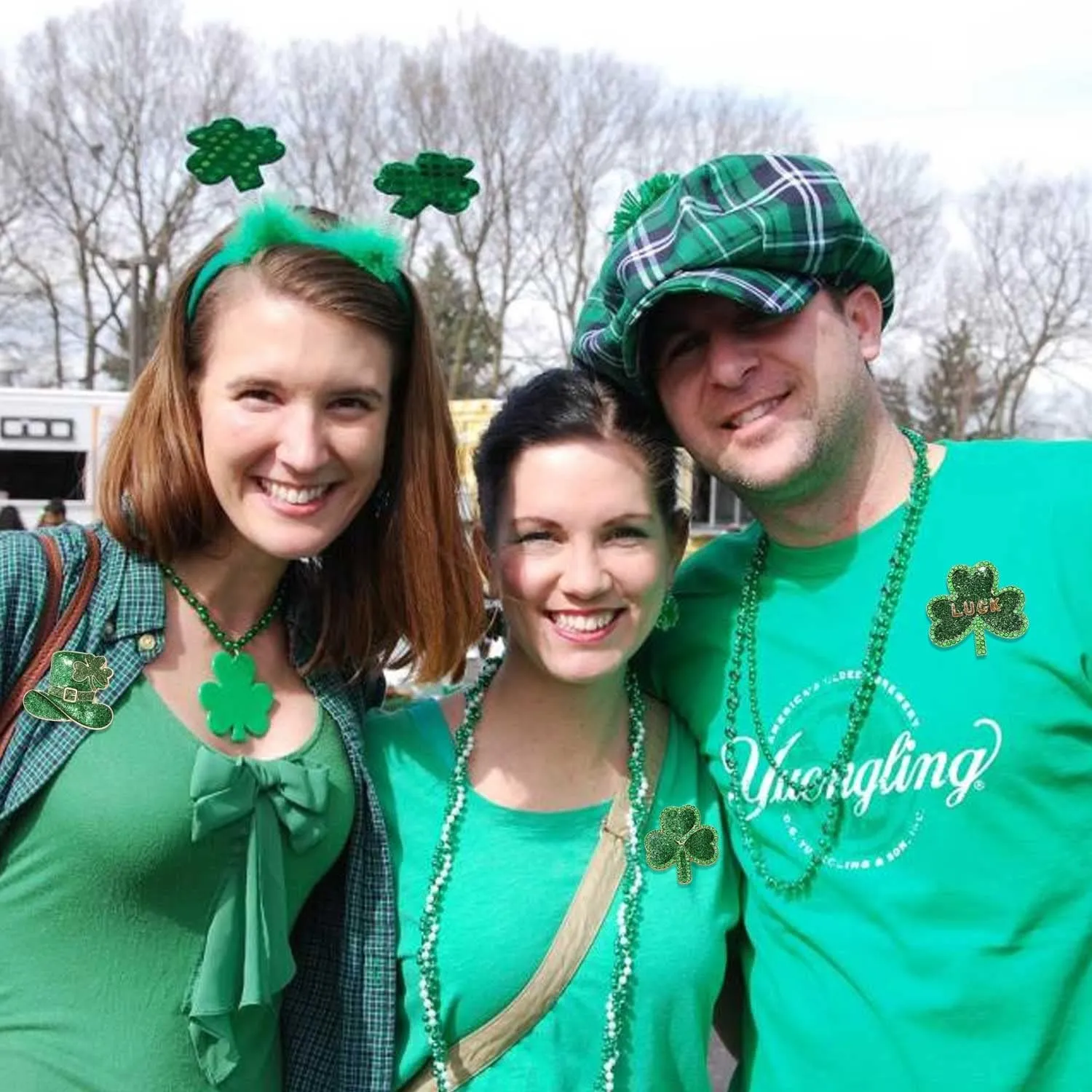ANGLESJELL St.Patricks Day Brooches for Women Glitter Shamrock Brooch Pins Green Hat Lucky Leaf IRISH Brooches Irish Holiday Costume Accessory Jewelry Gifts