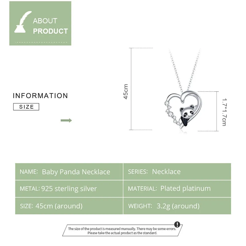 Bamoer 925 Sterling Silver Baby Panda Crystal Necklace Enamel Cute Animal Charm Chain Link for Women Gift 17.71&#39;&#39; SCN453