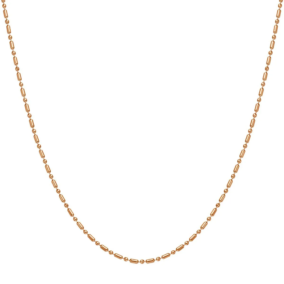Bead and Bar Chain Necklace Rose Gold