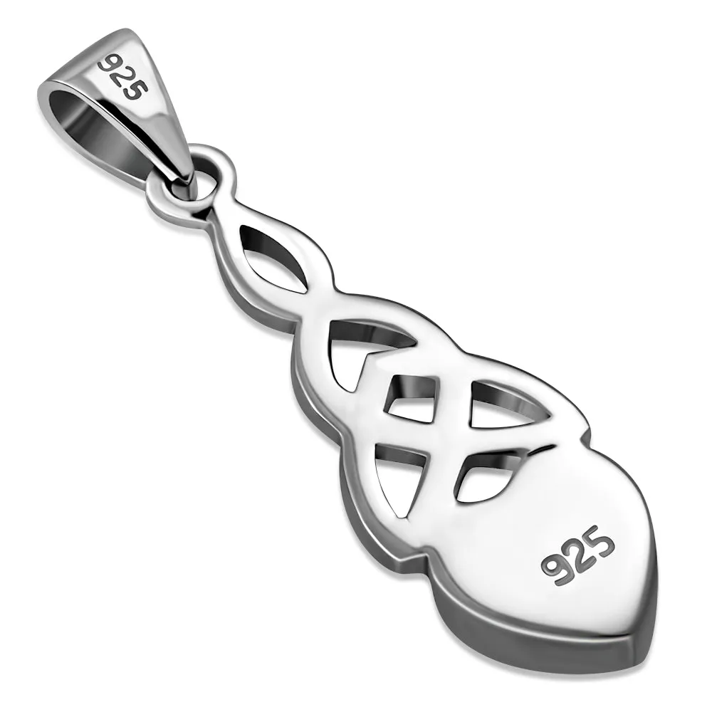 Black Onyx Heart Celtic Trinity Silver Pendant