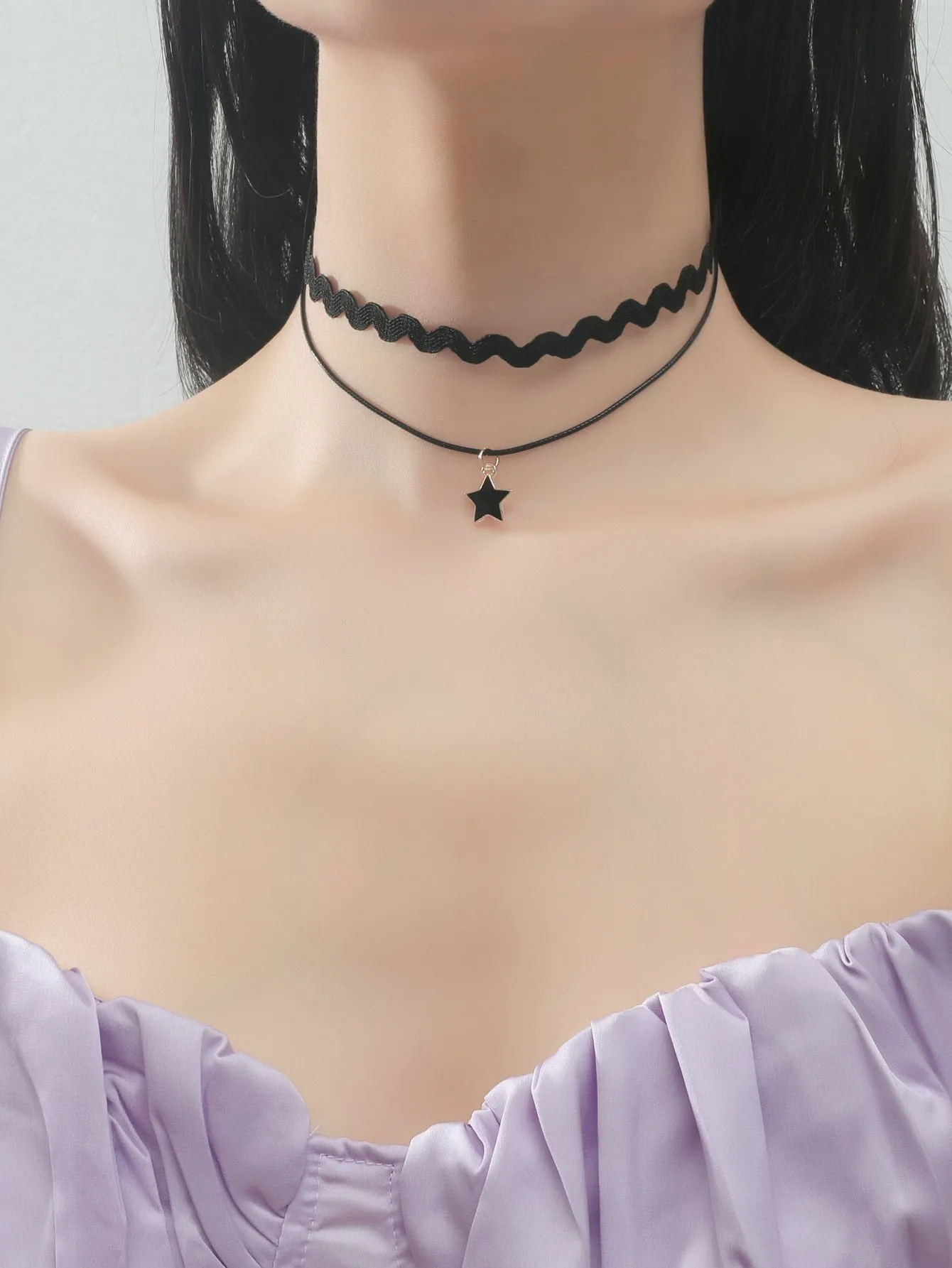 Black Star Charm Layered Choker for Women Jewelry for Women Necklace Accessories