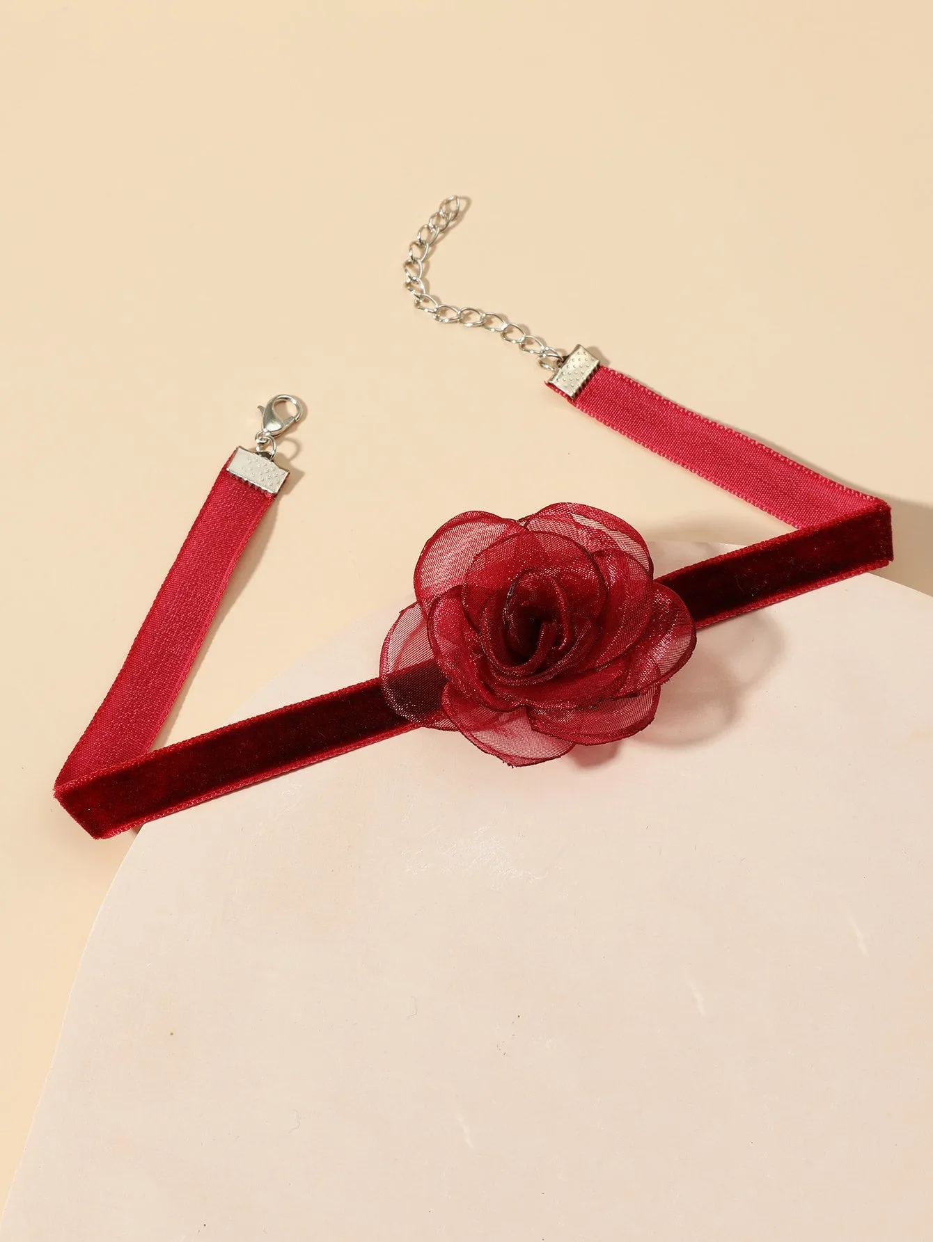 Burgundy Flower Decor Choker for Women Jewelry for Women Necklace Accessories