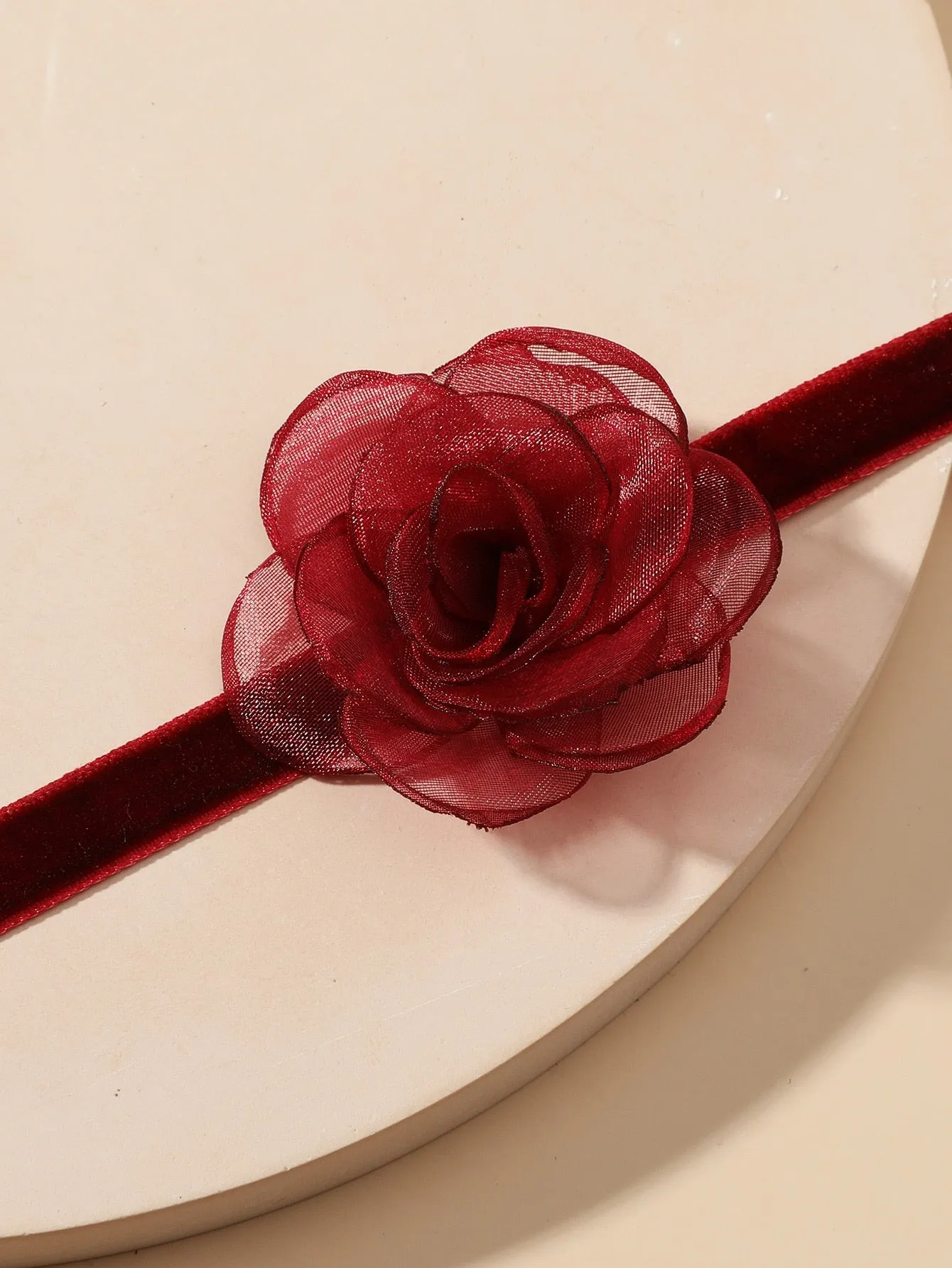 Burgundy Flower Decor Choker for Women Jewelry for Women Necklace Accessories