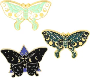 Butterfly Moth Enamel Pins Set for Backpacks Jackets Clothes Insect Lapel Pins Brooches for DIY Steampunk Badge Jewelry Hat Scarf Decorations