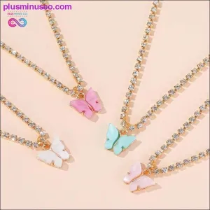 Butterfly Pendant Colorful Cubic Zirconia Necklace for Women
