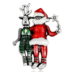 Christmas deer and Santa brooches, fashionable accessories, Christmas brooches, perfect gifts for women at Christmas