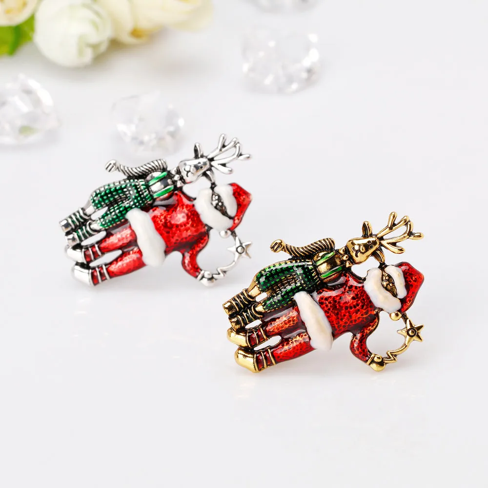 Christmas deer and Santa brooches, fashionable accessories, Christmas brooches, perfect gifts for women at Christmas
