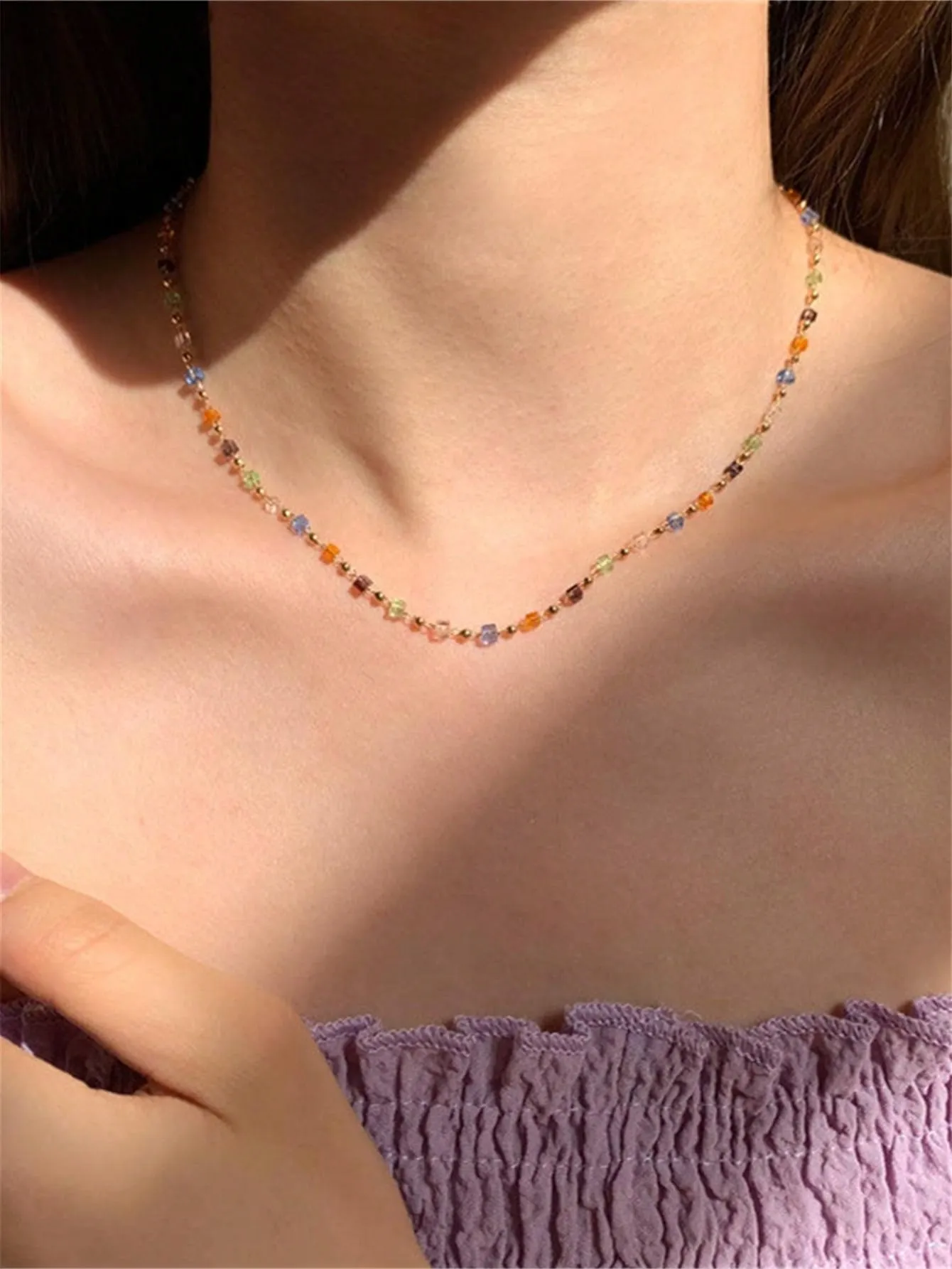 Colorful Bead Decor Necklace Dainty Necklace Novelty Necklace Creative Necklace