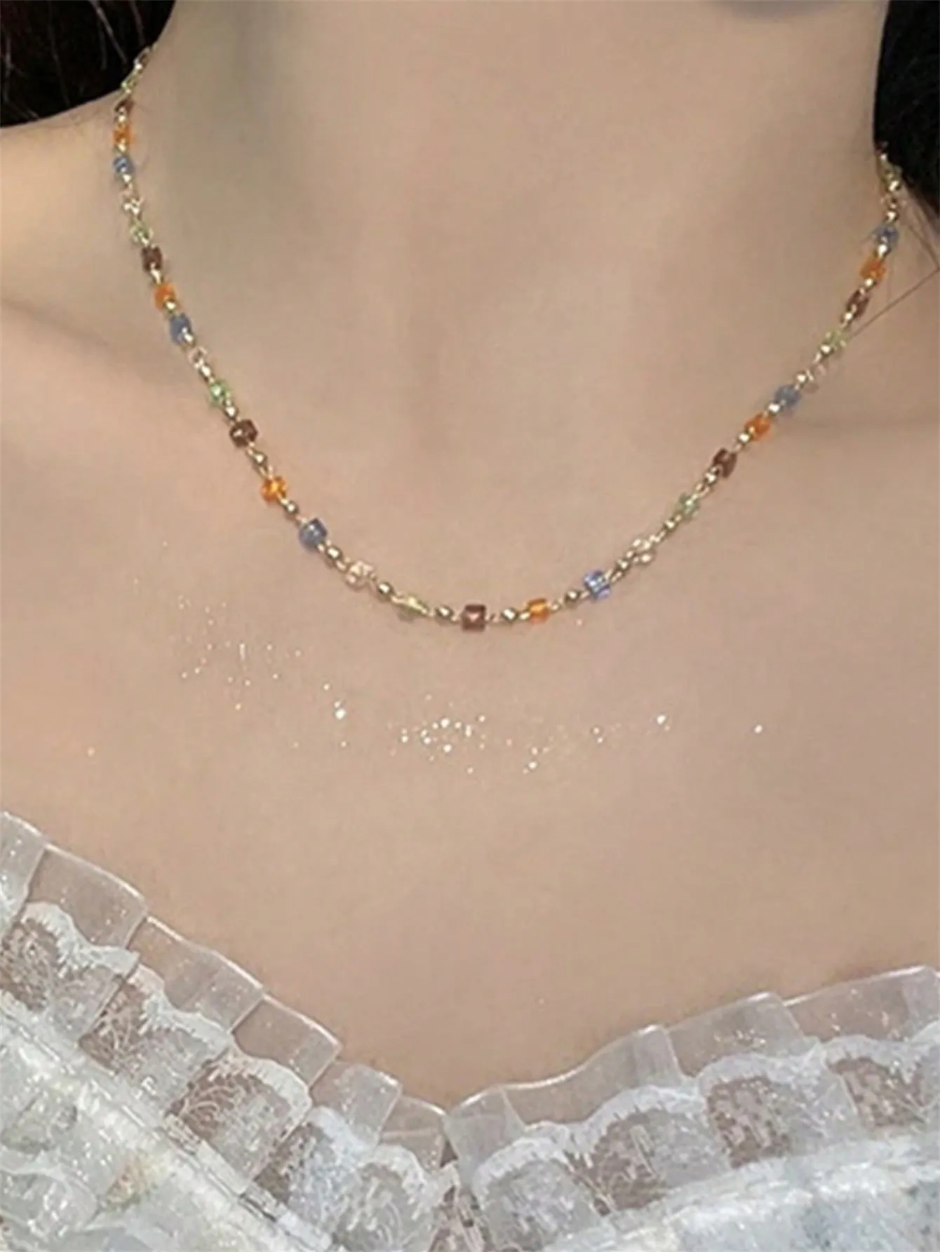 Colorful Bead Decor Necklace Dainty Necklace Novelty Necklace Creative Necklace