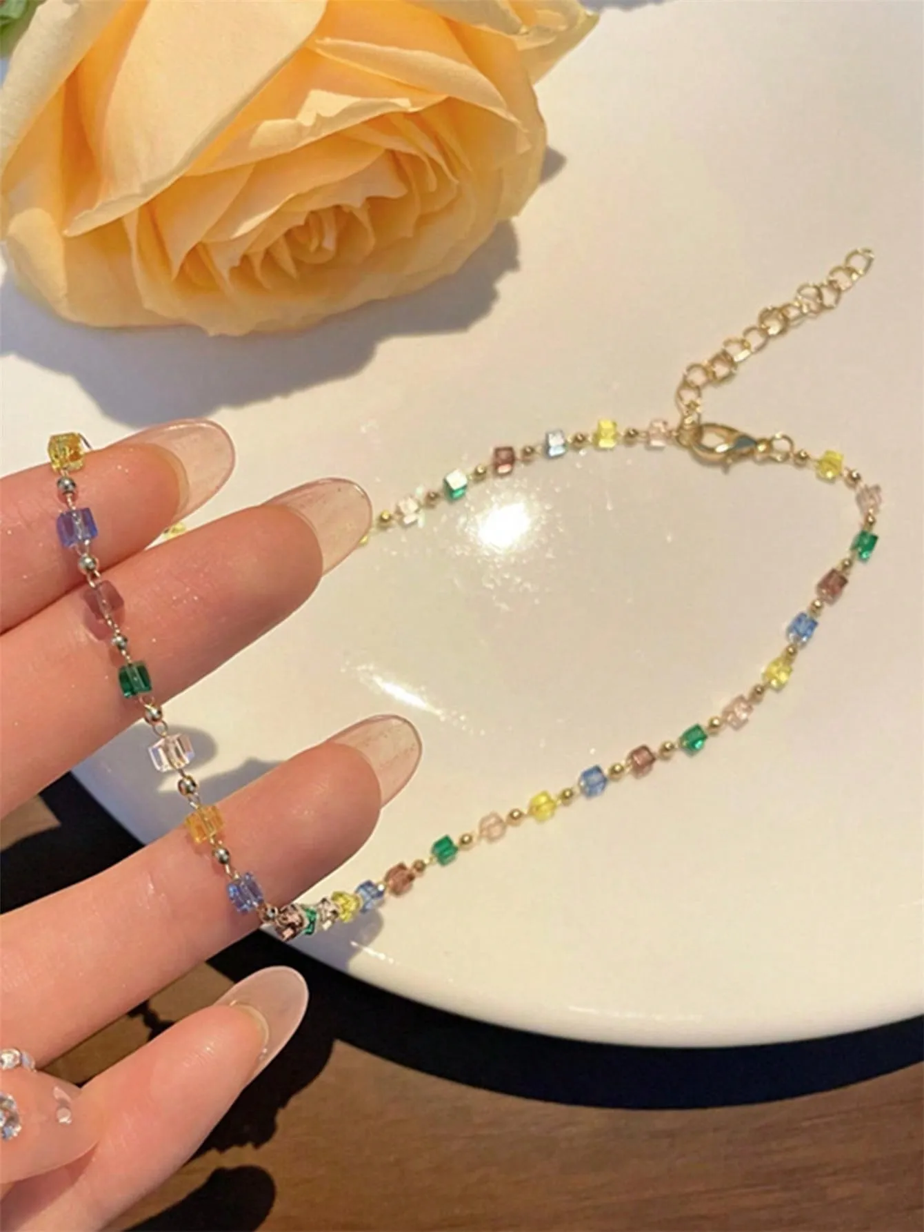 Colorful Bead Decor Necklace Dainty Necklace Novelty Necklace Creative Necklace