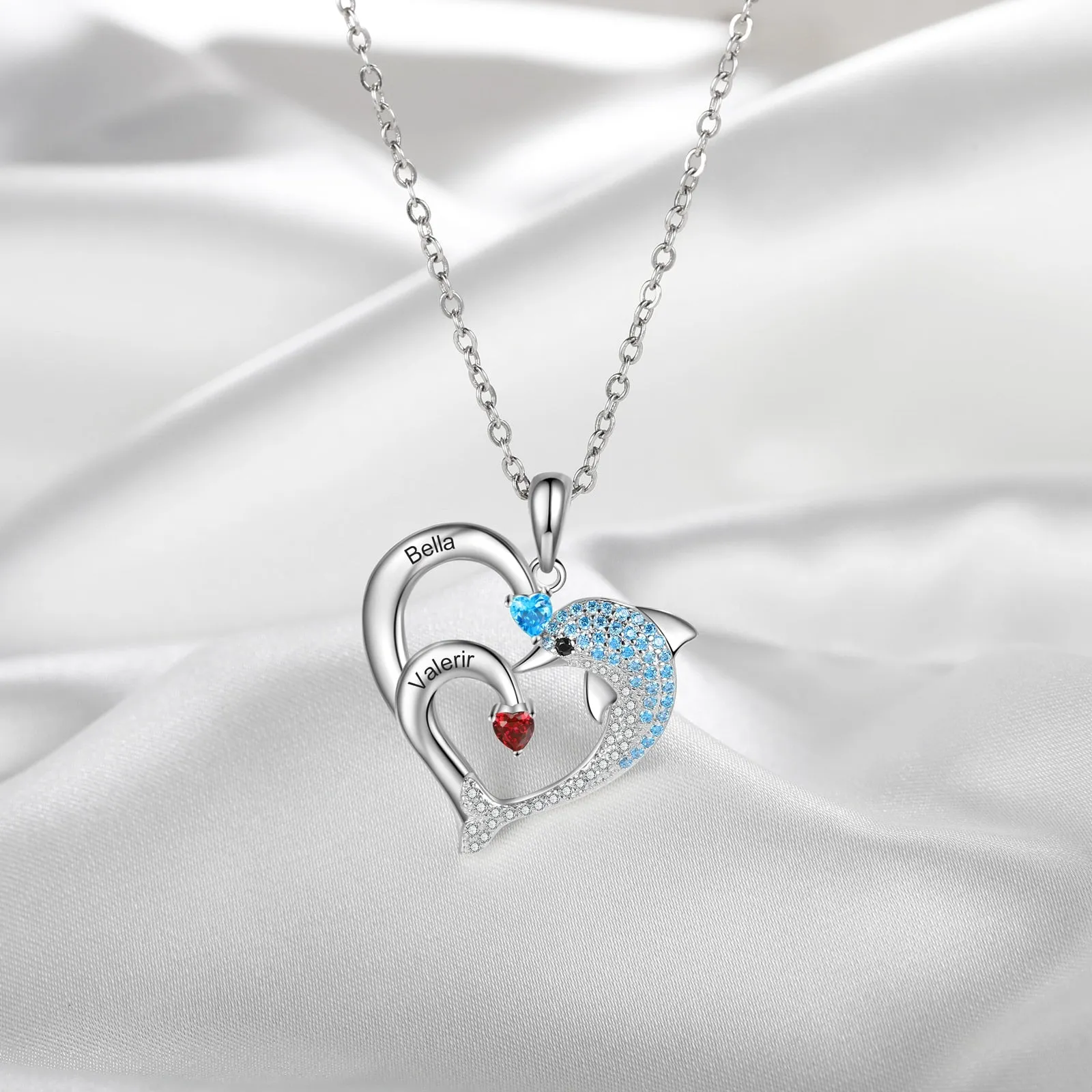 Delicate Dolphin Personalized Engraved Name Necklace