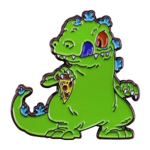Dinosaur Eating Pizza Enamel Pin