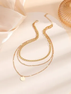 Disc Charm Layered Necklace for Women Girls Accessories Jewelry Gifts Gift for