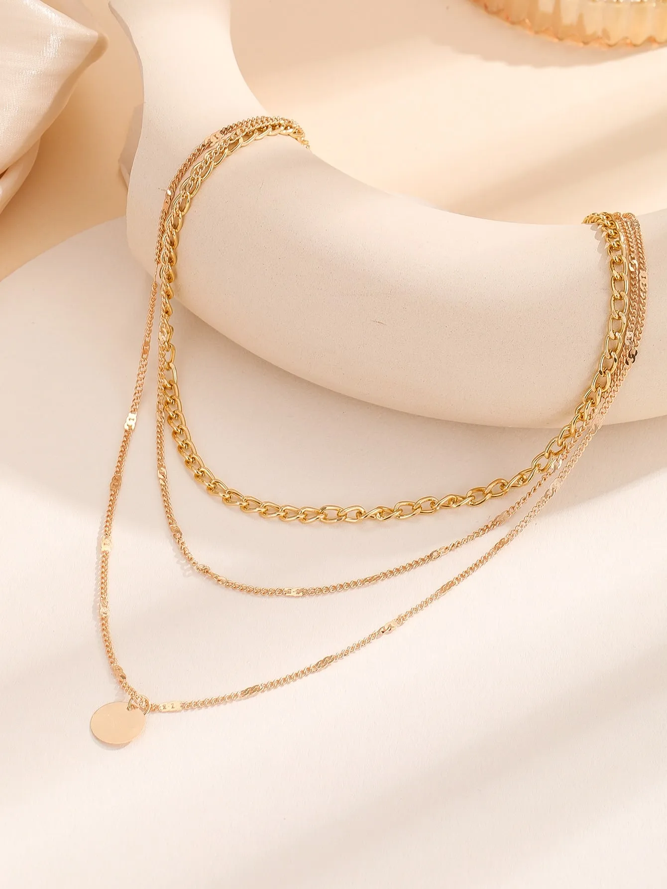 Disc Charm Layered Necklace for Women Girls Accessories Jewelry Gifts Gift for