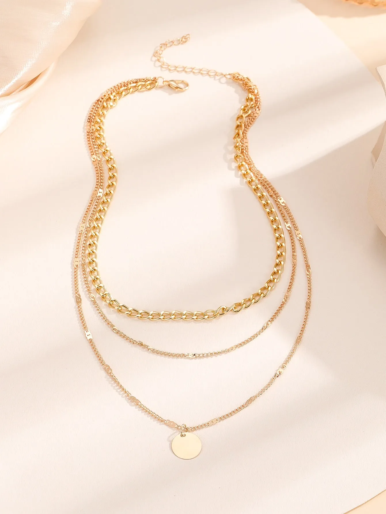 Disc Charm Layered Necklace for Women Girls Accessories Jewelry Gifts Gift for