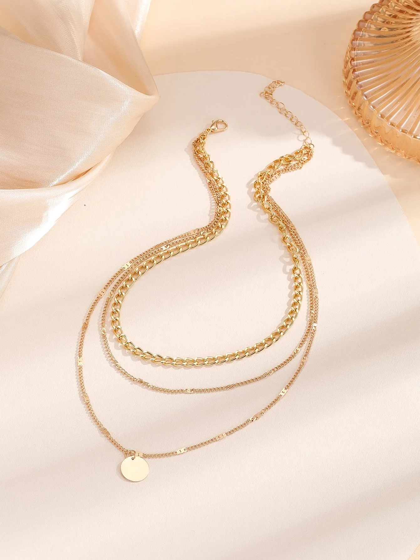 Disc Charm Layered Necklace for Women Girls Accessories Jewelry Gifts Gift for