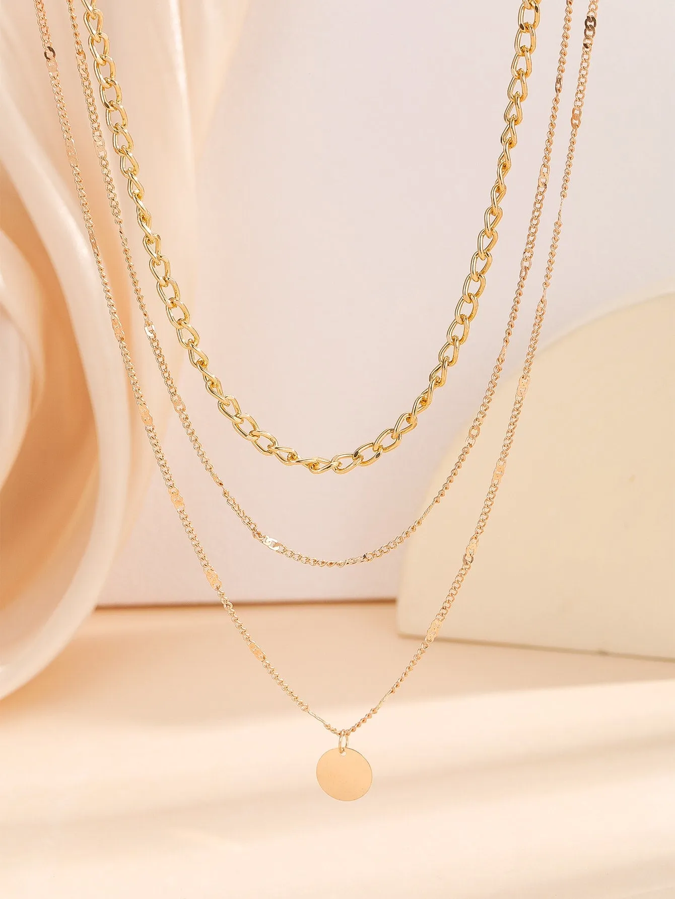 Disc Charm Layered Necklace for Women Girls Accessories Jewelry Gifts Gift for