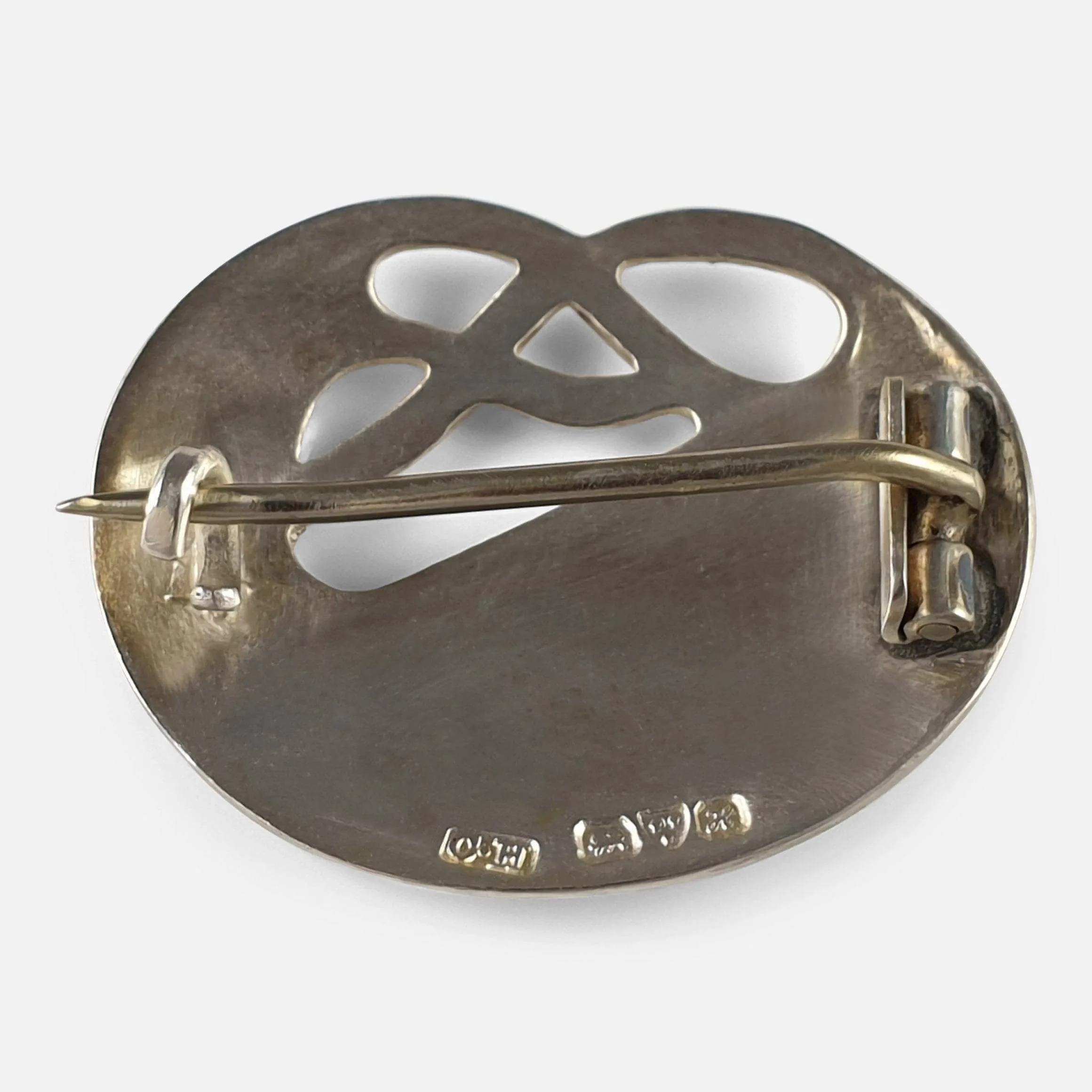 Edwardian Sterling Silver and Enamel Brooch, 1908