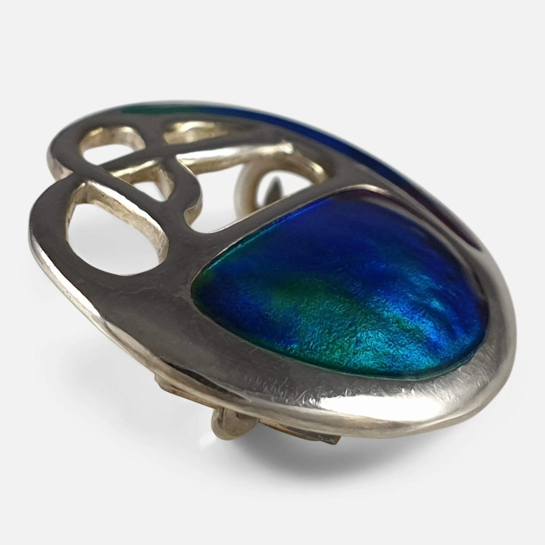 Edwardian Sterling Silver and Enamel Brooch, 1908