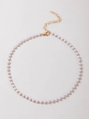 Faux Pearl Chain Choker Dainty Necklace Novelty Necklace Creative Necklace