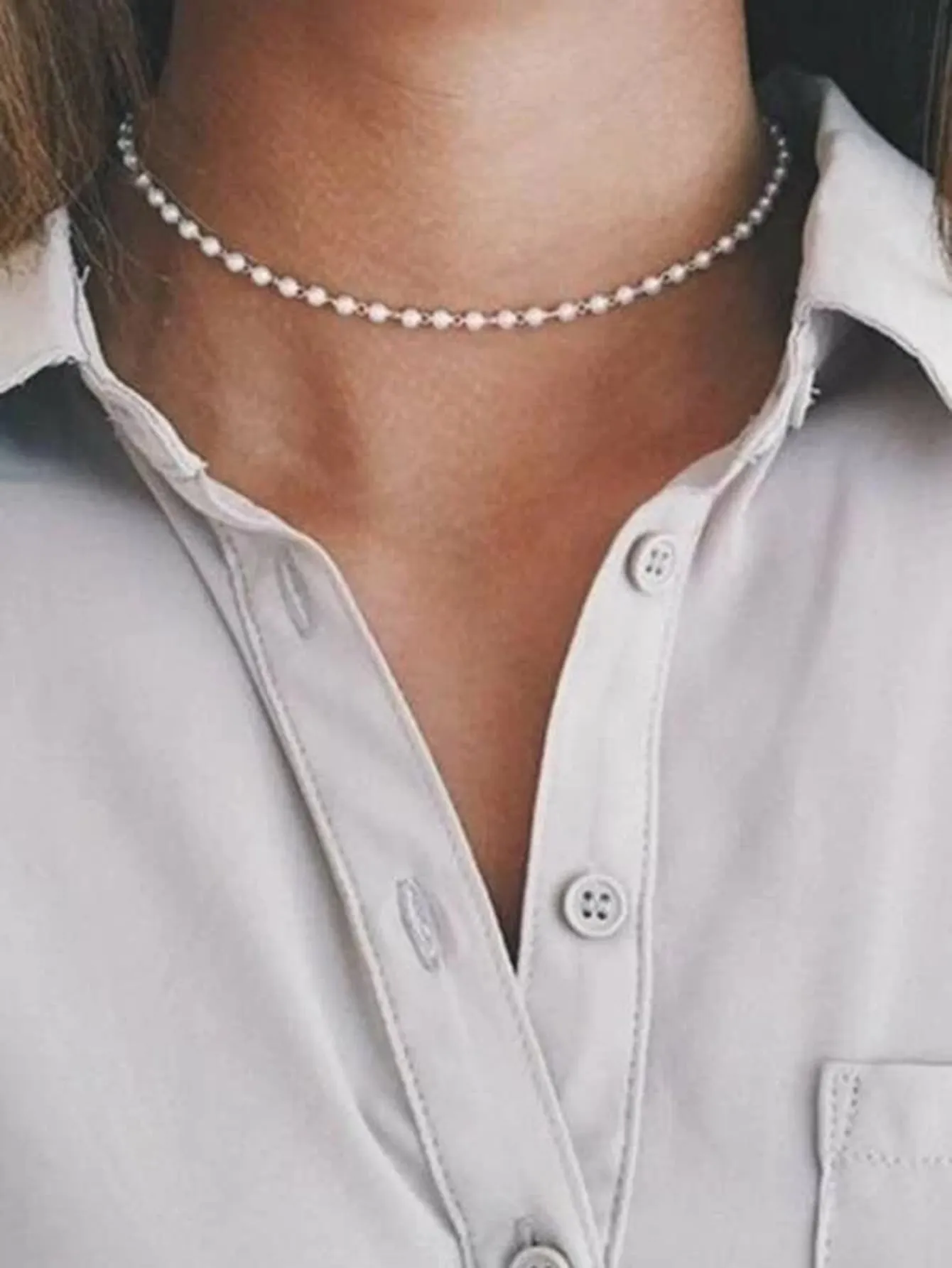 Faux Pearl Chain Choker Dainty Necklace Novelty Necklace Creative Necklace