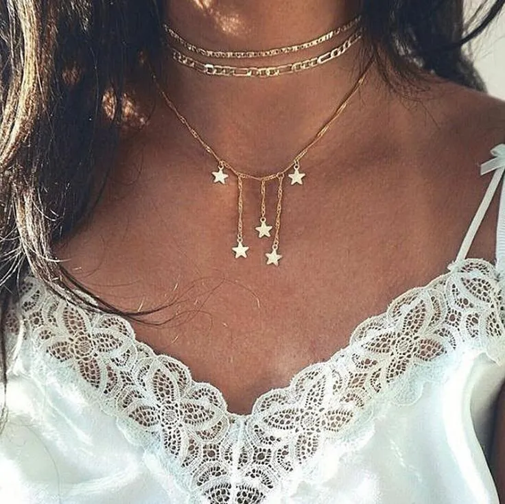 Gold color Choker Necklace for women Long Mary Tassel Pendant Chain Necklaces & Pendants Laces velvet chokers Fashion Jewelry
