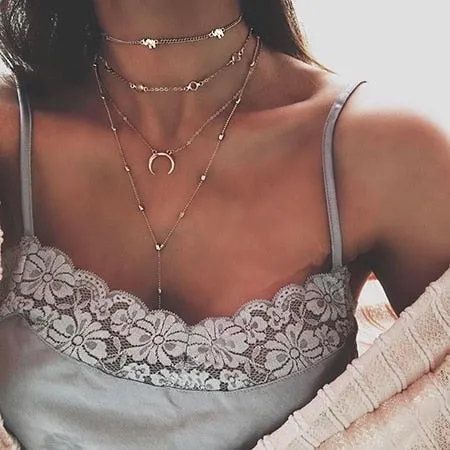 Gold color Choker Necklace for women Long Mary Tassel Pendant Chain Necklaces & Pendants Laces velvet chokers Fashion Jewelry