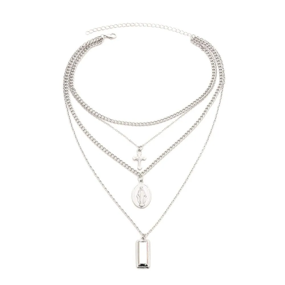 Gold color Choker Necklace for women Long Mary Tassel Pendant Chain Necklaces & Pendants Laces velvet chokers Fashion Jewelry
