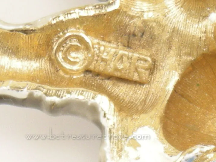 Gray Enamel Cat Brooch Vintage Pin Signed HAR