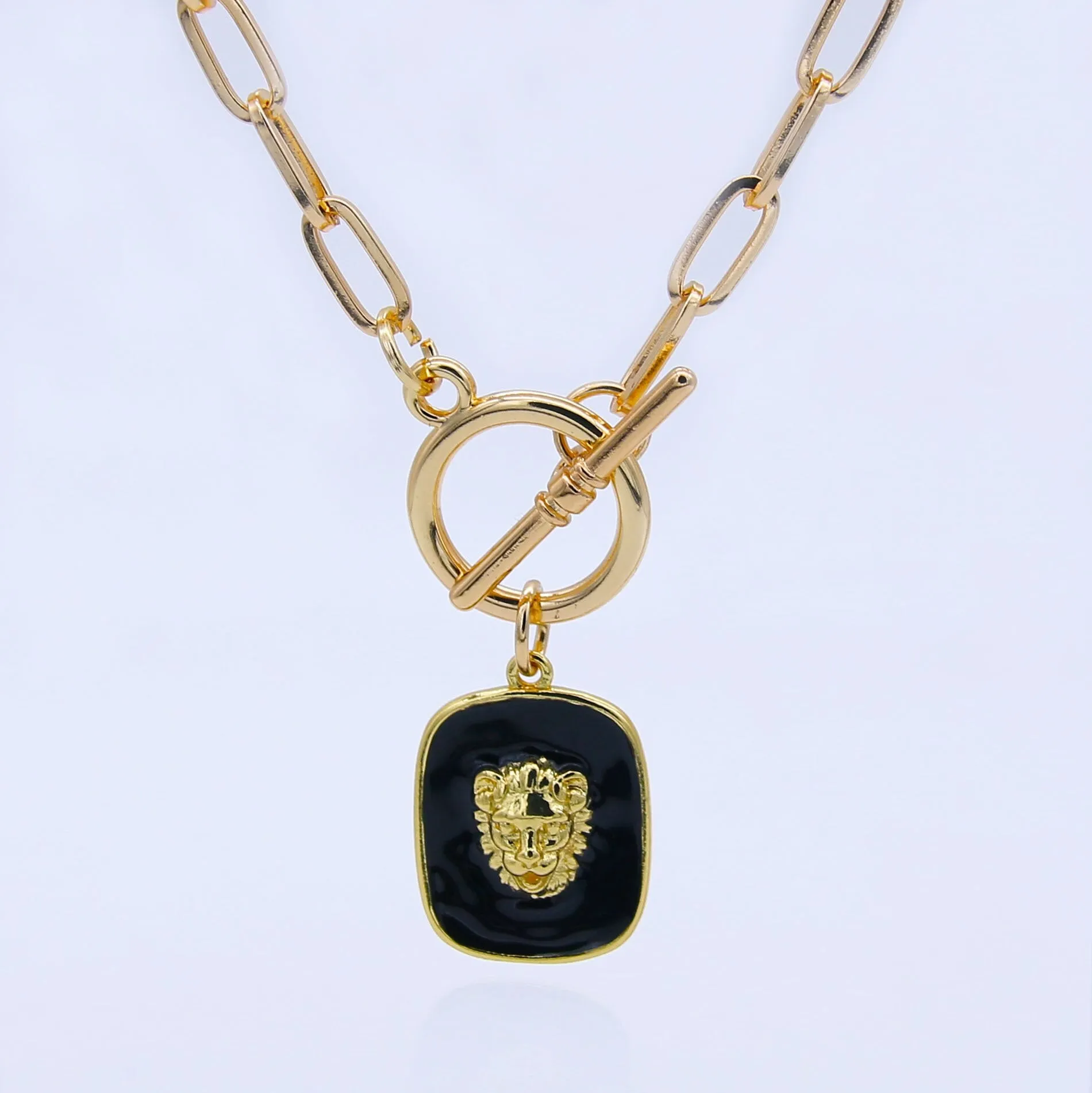 Hip Hop Heavy Metal Mens Necklace Lion Head Pendant Geometric Chain Necklaces for Women Party Choker Birthday Punk Rock Jewelry