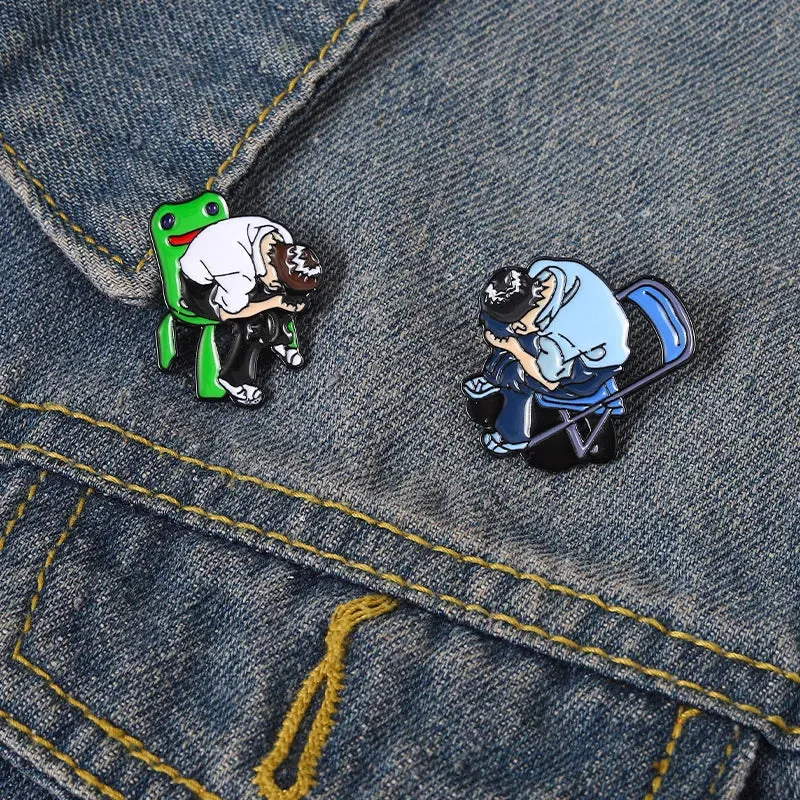 Ikari Shinji Enamel Pins Cartoon Anime Frog Chairs Brooches Bag Lapel Button Badges Funny Jewelry Gift for Kids Friends