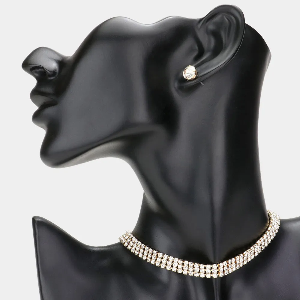 iLLASPARKZ 3Rows Rhinestone Choker Necklace