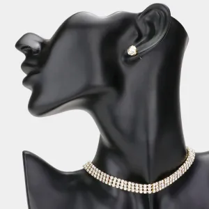iLLASPARKZ 3Rows Rhinestone Choker Necklace