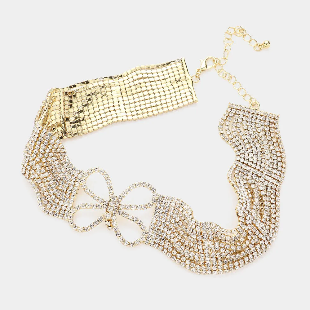 iLLASPARKZ Butterfly Accented Rhinestone Choker Evening Necklace