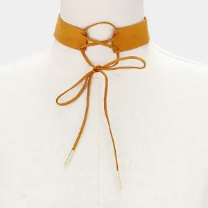 iLLASPARKZ Lace up corset faux suede choker necklace