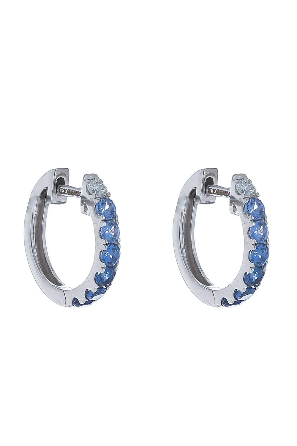 Orb Midi Diamond Blue Sapphire Hoop Earrings