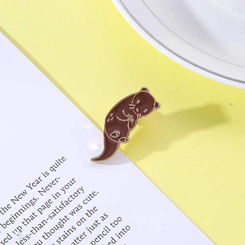 Otter Enamel Pin Cute Cartoon Animal Brooch Pins Sea Otter Gift Jewelry Backpack Lapel Brooches for Men Women Otter Lover Gift